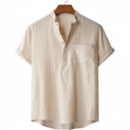 Beige Linen T Shirt - Beige - Front View
