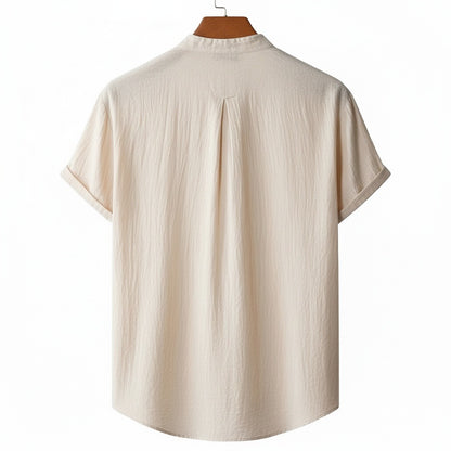 Beige Linen T Shirt - Beige - Fabric Detail