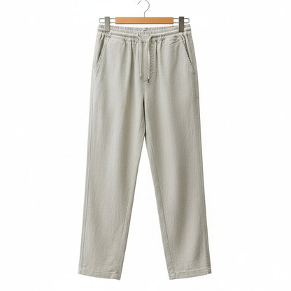 Beige Linen Trousers Mens - Beige - Front View