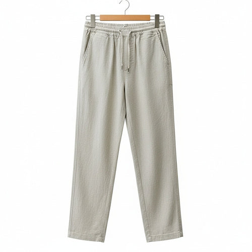 Beige Linen Trousers Mens - Beige - Front View
