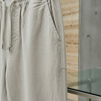Beige Linen Trousers Mens - Beige - Back View