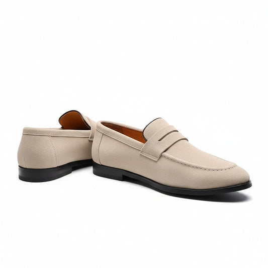 Beige Penny Loafers Men - Beige - Front View
