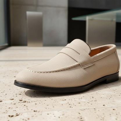 Beige Penny Loafers Men - Beige - Back View