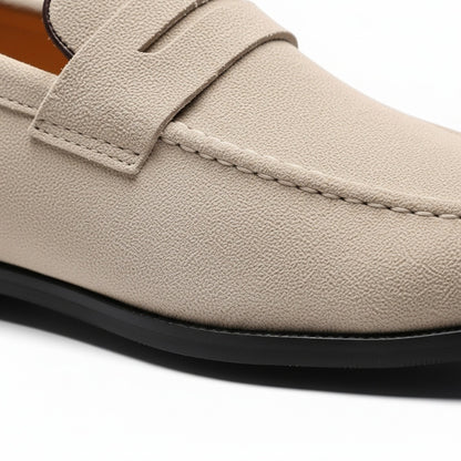Beige Penny Loafers Men - Beige - Texture Close Up
