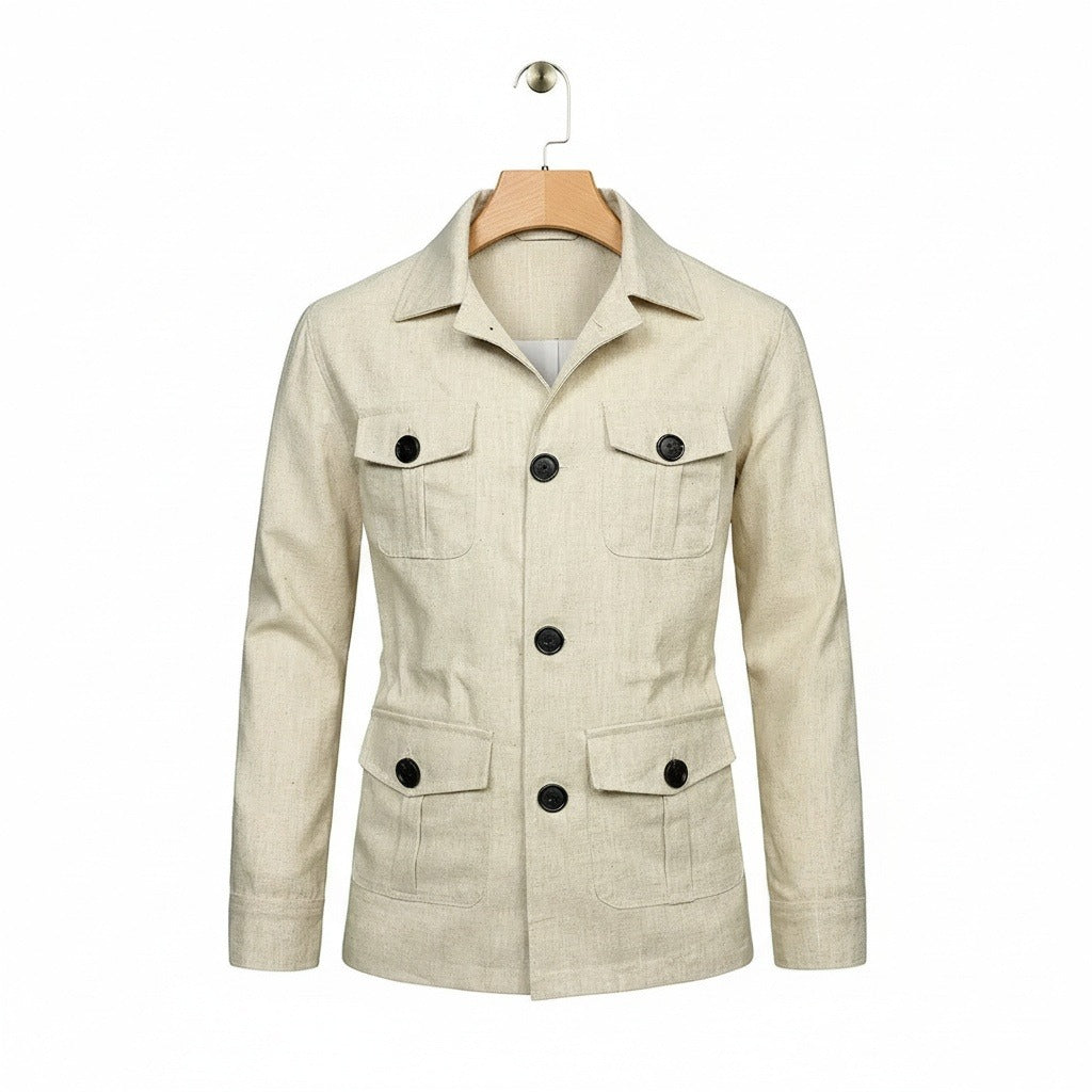 Beige Safari Jacket - Beige - Front View