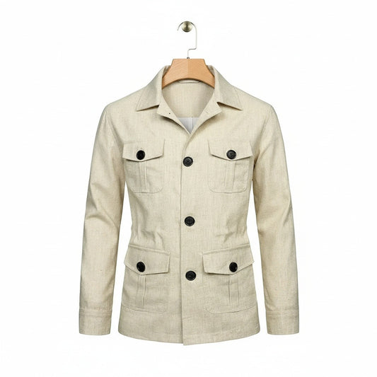 Beige Safari Jacket - Beige - Front View