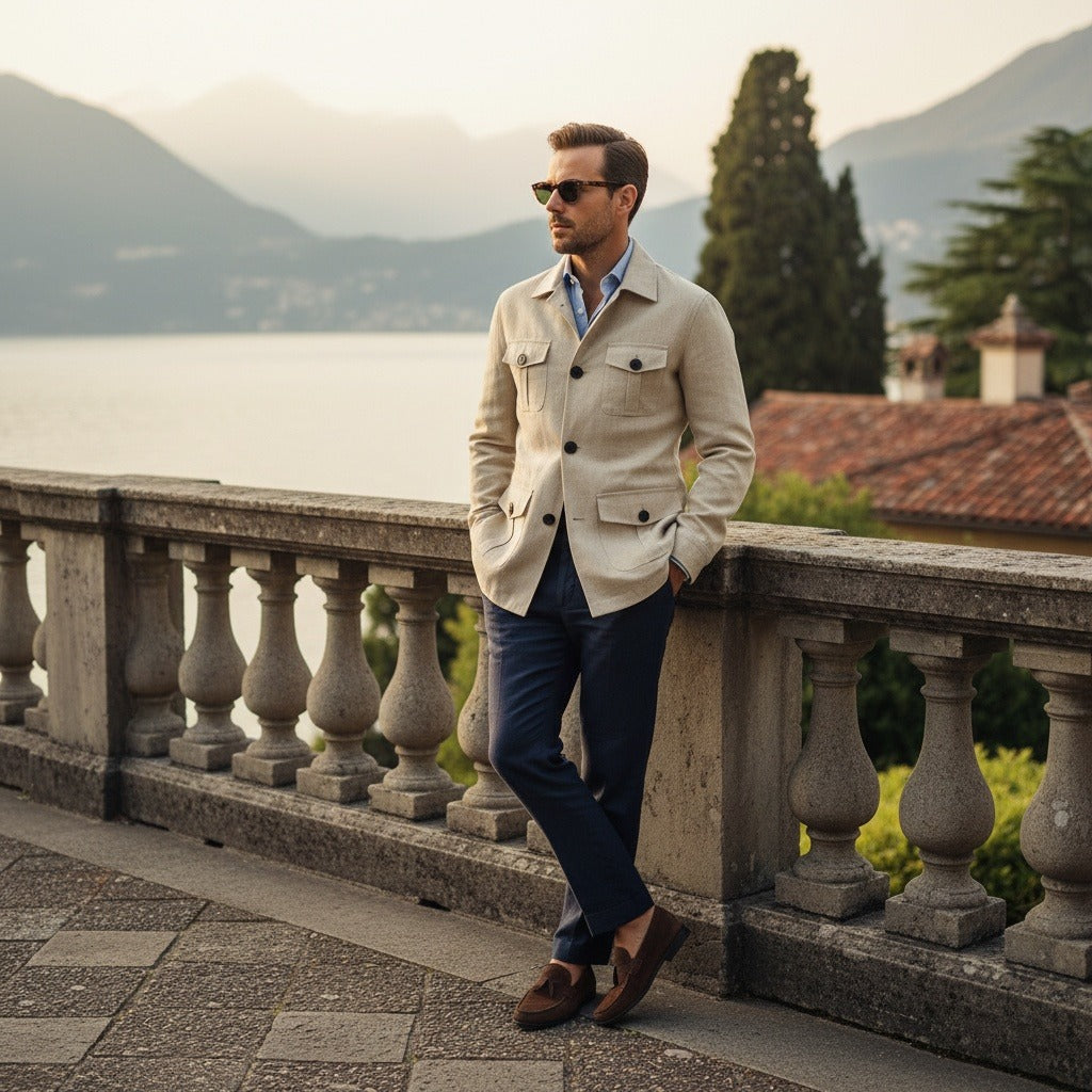 Beige Safari Jacket - Beige - Angled Shot