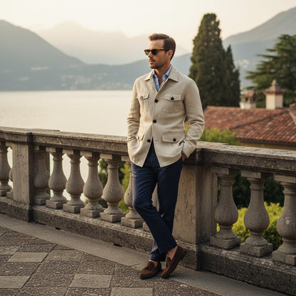 Beige Safari Jacket - Beige - Angled Shot