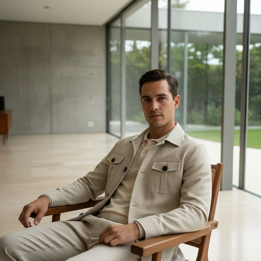 Beige Safari Jacket - Beige - Side Profile