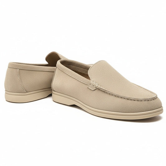 Beige Suede Loafers Mens - Beige - Front View