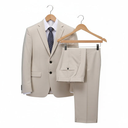 Beige Three Piece Suit - Beige - Front View