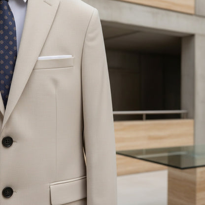 Beige Three Piece Suit - Beige - Back View