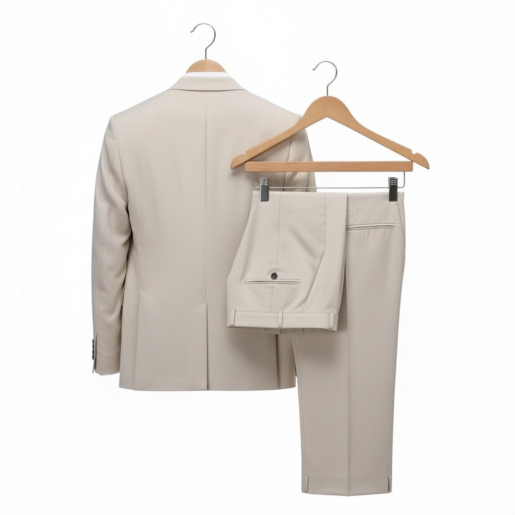 Beige Three Piece Suit - Beige - Fabric Detail