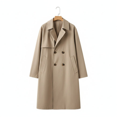 Beige Trench Coat Mens - Beige - Front View