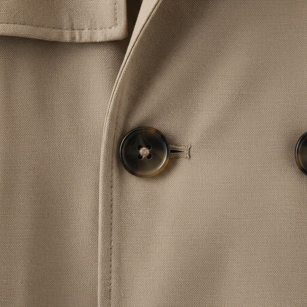 Beige Trench Coat Mens - Beige - Texture Close Up