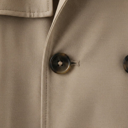 Beige Trench Coat Mens - Beige - Texture Close Up