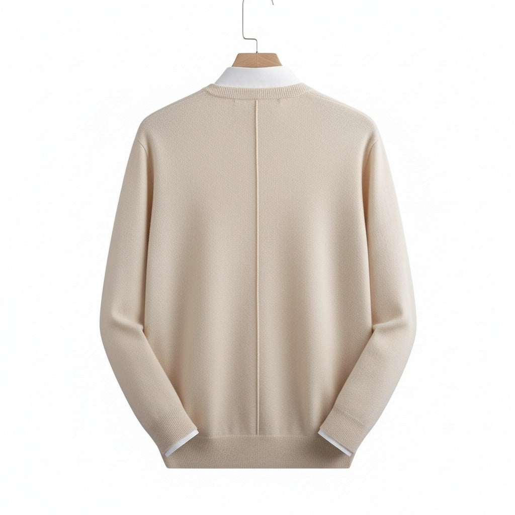Beige V Neck Sweater Mens - Beige - Fabric Detail