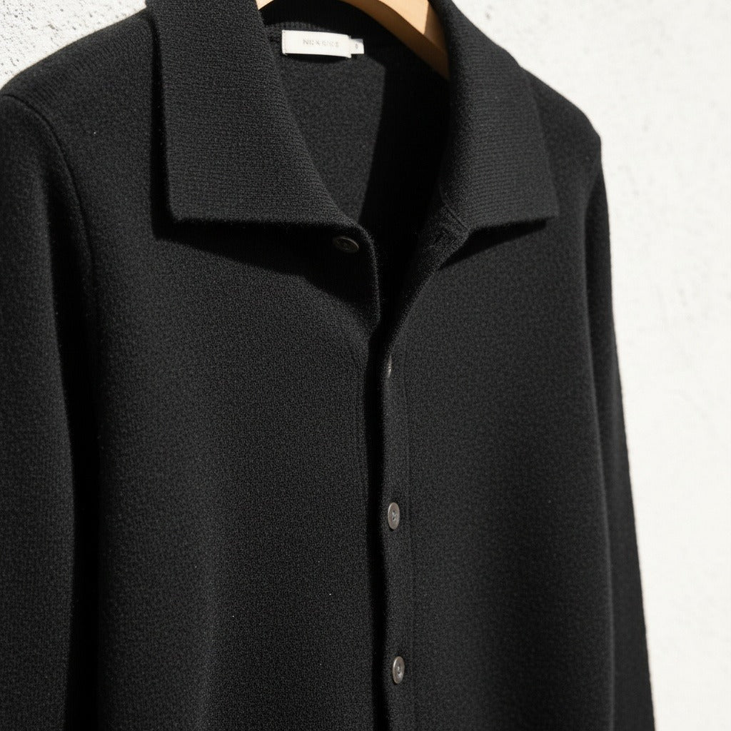 Black Cashmere Cardigan Sweater - Black - Back View