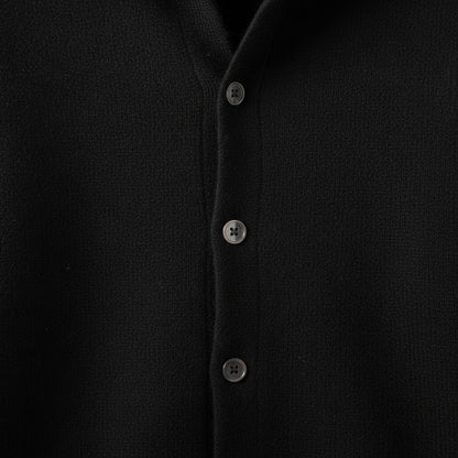 Black Cashmere Cardigan Sweater - Black - Texture Close Up