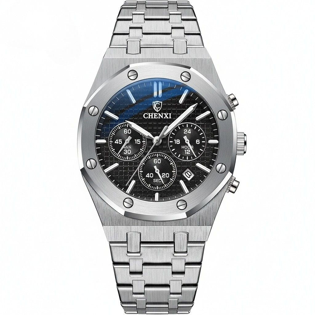 Black Chronograph Watch - Black - Front View