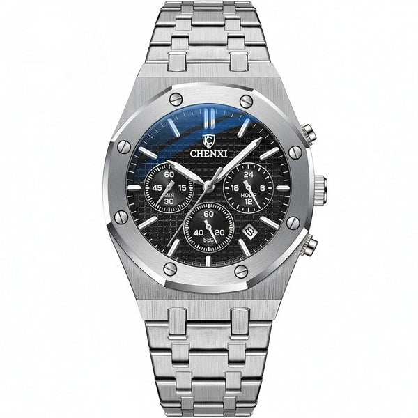 Black Chronograph Watch - Black - Front View