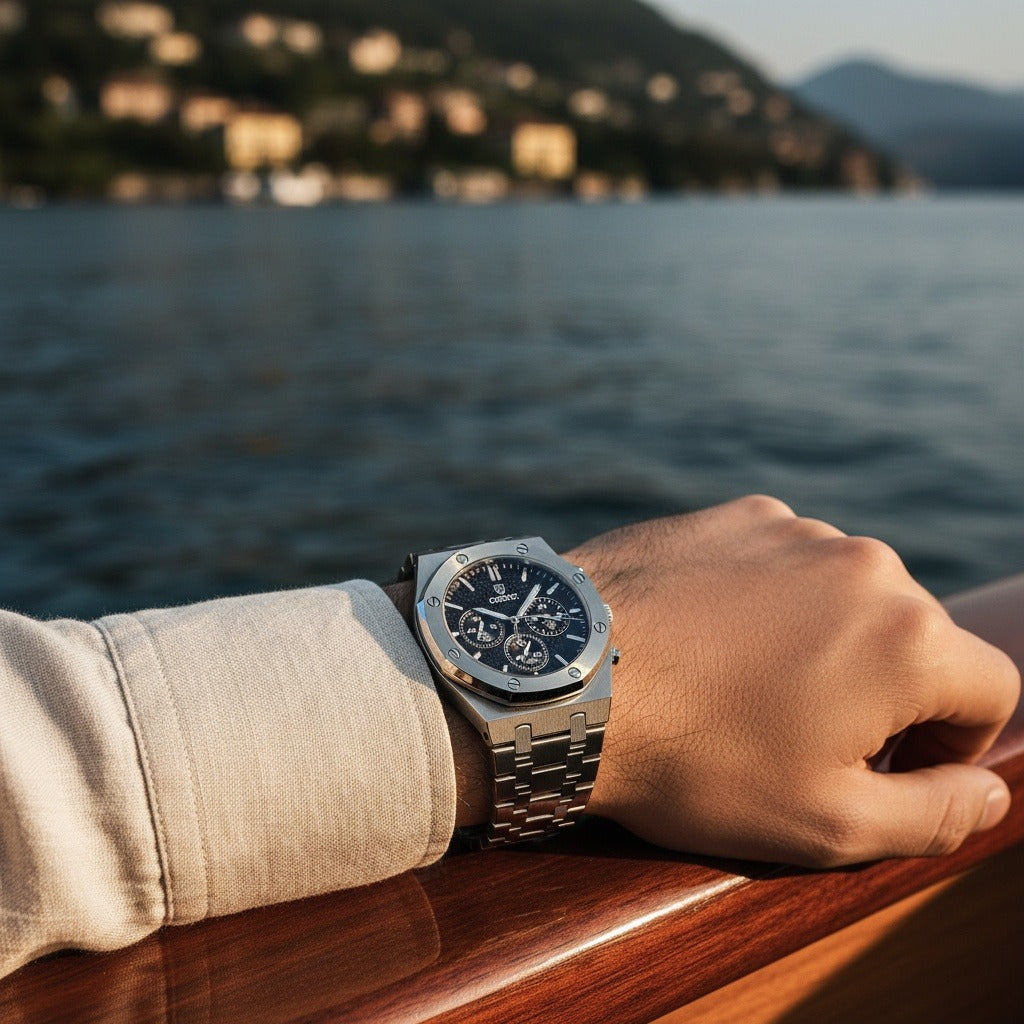 Black Chronograph Watch - Black - Angled Shot