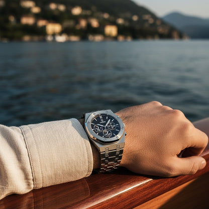 Black Chronograph Watch - Black - Angled Shot