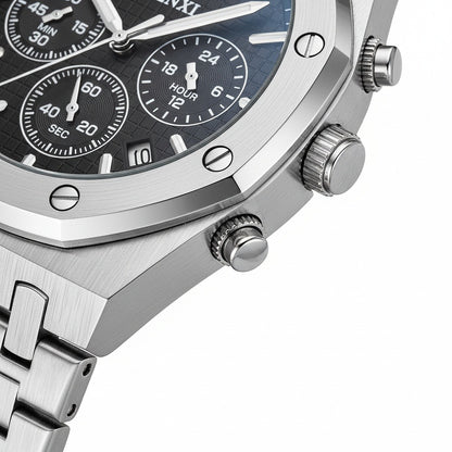 Black Chronograph Watch - Black - Texture Close Up