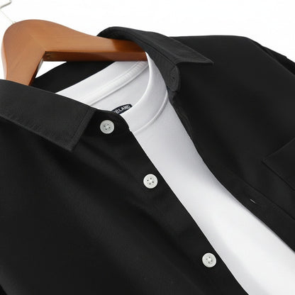 Black Cotton Shirt - Black - Texture Close Up