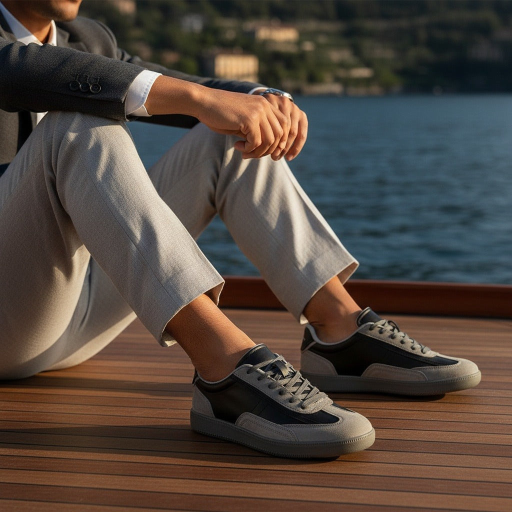 Black Court Sneakers Men - Black - Angled Shot
