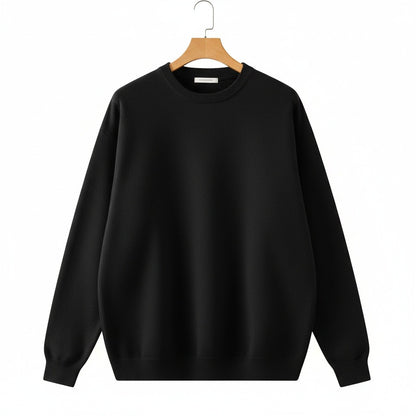 Black Crew Neck Sweater - Black - Front View