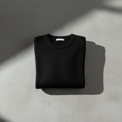 Black Crew Neck Sweater - Black - Lifestyle Inspiration
