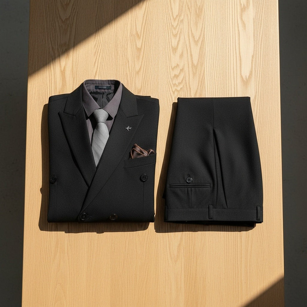 Black Double Breasted Suit - Black - Lifestyle Inspiration