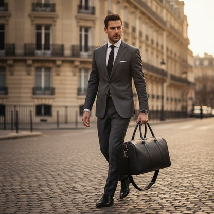 Black Duffle Bag for Men - Black - Angled Shot