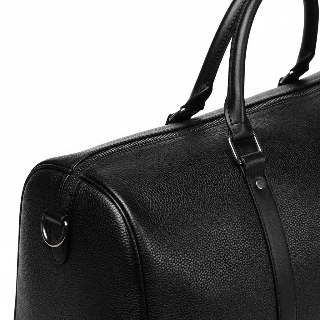 Black Duffle Bag for Men - Black - Texture Close Up