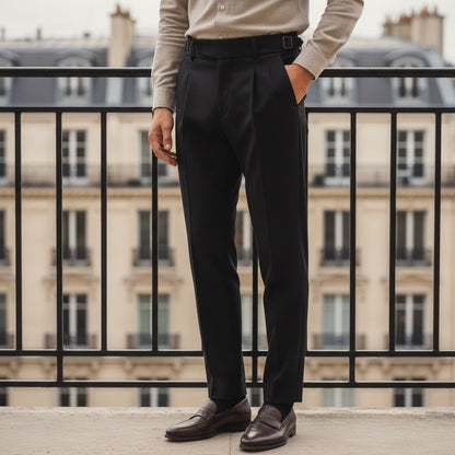 Black Gurkha Trousers - Black - Angled Shot