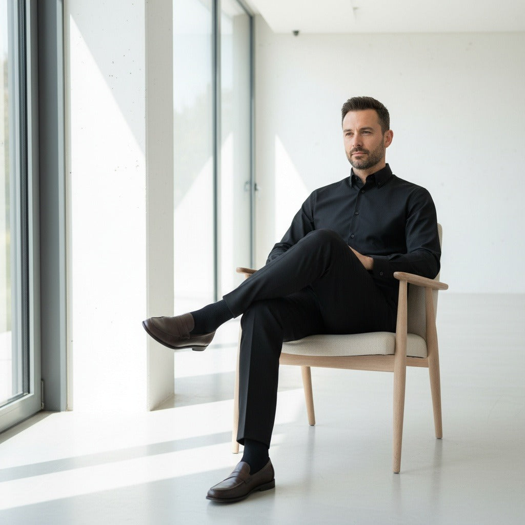 Black Gurkha Trousers - Black - Side Profile