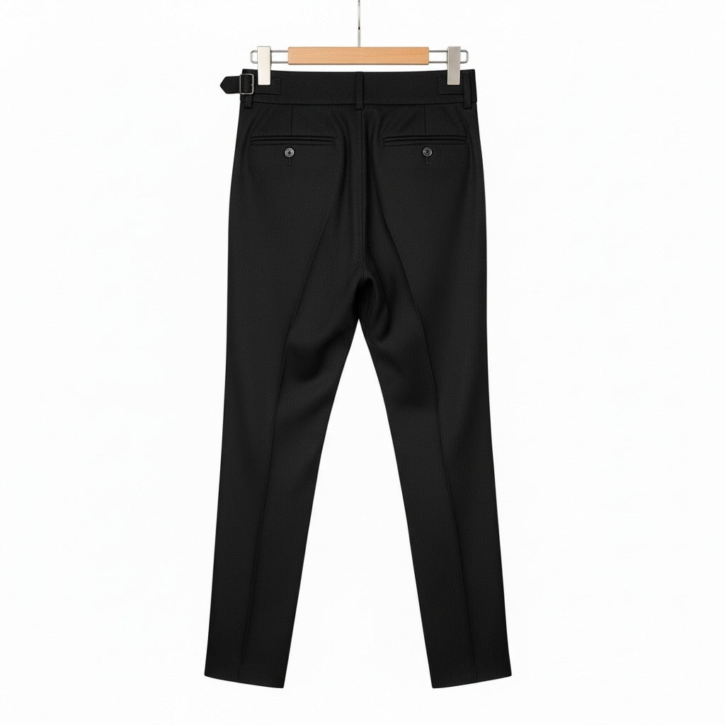 Black Gurkha Trousers - Black - Fabric Detail