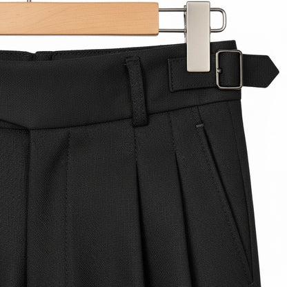 Black Gurkha Trousers - Black - Texture Close Up