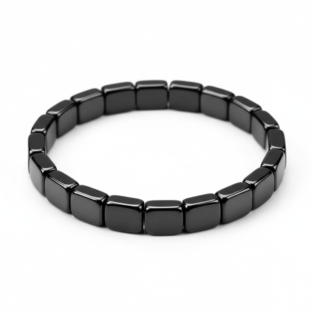 Black Hematite Bracelet - Black - Front View