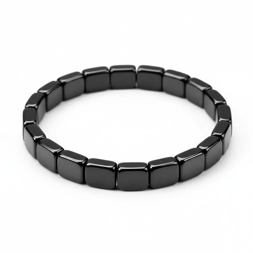Black Hematite Bracelet - Black - Front View