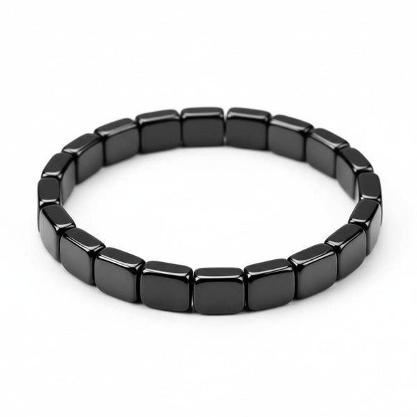 Black Hematite Bracelet - Black - Front View