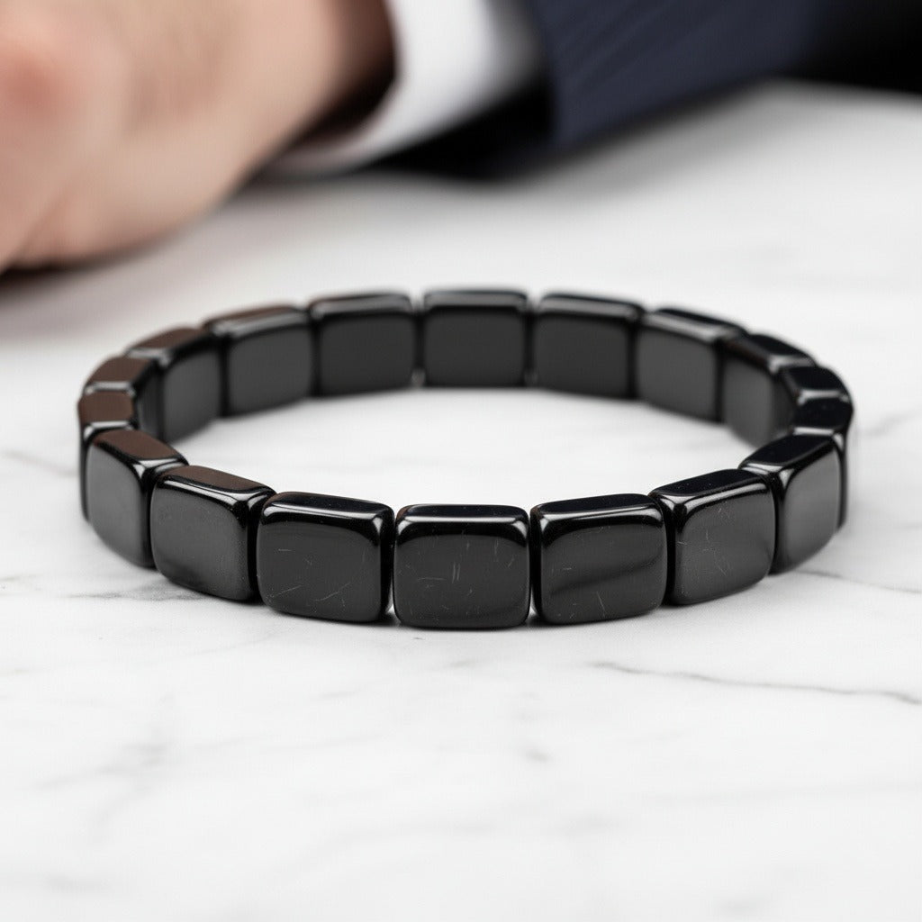 Black Hematite Bracelet - Black - Back View