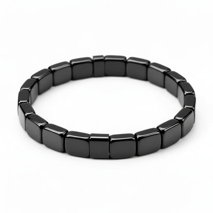 Black Hematite Bracelet - Black - Fabric Detail