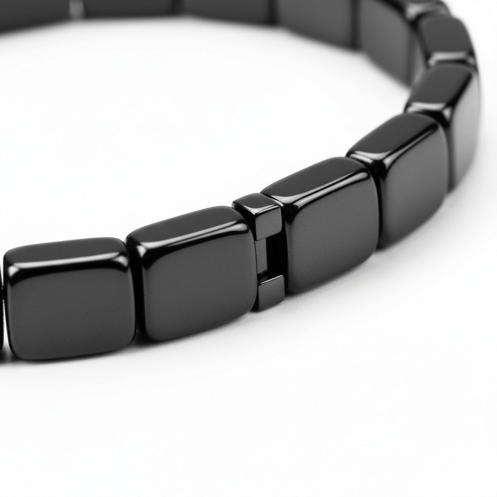 Black Hematite Bracelet - Black - Texture Close Up