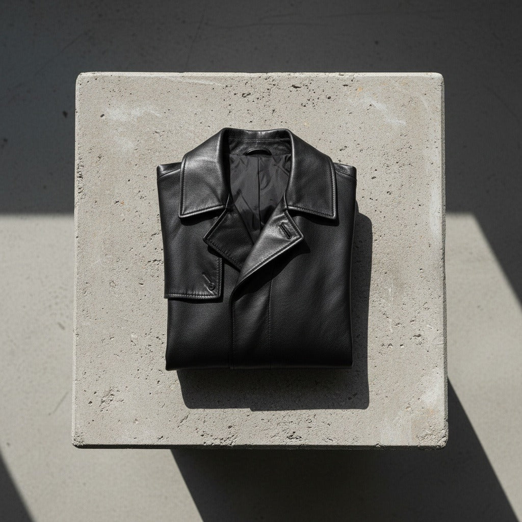 Black Leather Mens Trench Coat - Black - Lifestyle Inspiration