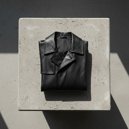 Black Leather Mens Trench Coat - Black - Lifestyle Inspiration