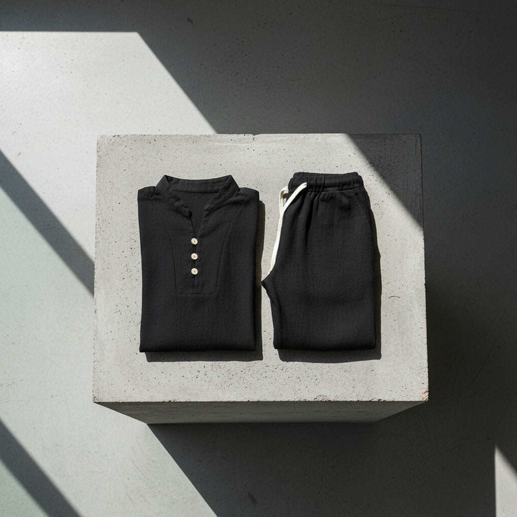 Black Linen Summer Set Men - Black - Lifestyle Inspiration