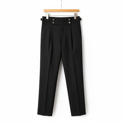 Black Pleated Trousers for Men - Black - Front View