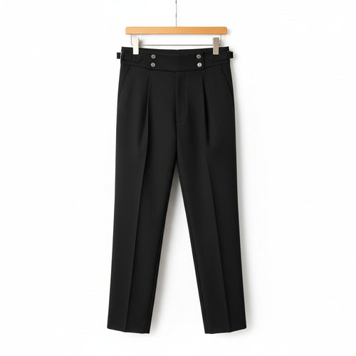 Black Pleated Trousers for Men - Black - Front View